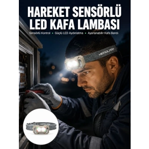 Mey İthalat® Şarjlı Wave Sensörlü LED Kafa Feneri Outdoor Kullanım Yeni Nesil