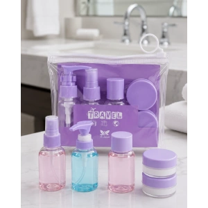 Mey İthalat® Şeffaf Seyahat Dolum Şişesi Seti 5 Parça Kozmetik Organizer