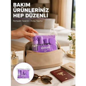 Mey İthalat® Seyahat Bakım Seti 5 Parça Sızdırmaz Şeffaf Kapaklı 30ml Yeni Nesil