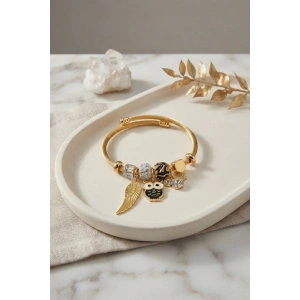 Mey İthalat® Siyah Baykuş Model Gold Renk Charmlı Bileklik