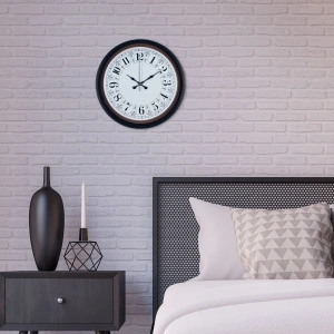 Mey İthalat® Siyah Motifli 36 Cm Duvar Saati