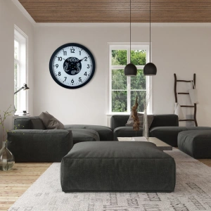 Mey İthalat® Siyah Standart 60 Cm Çarklı Duvar Saati