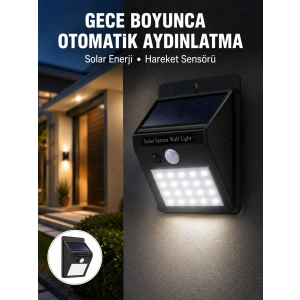 Mey İthalat® Su Geçirmez 20 LED Solar Aydınlatma | Dış Mekan için PIR Hareket Sensörü ile Akıllı Işık Yeni Nesil