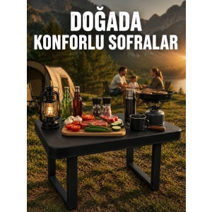 Mey İthalat® Taşınabilir Katlanır Kamp Masası Sağlam Plastik Çok Amaçlı Masa