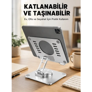 Mey İthalat® Taşınabilir Katlanır Tablet Braketi Masaüstü Stand Yeni Nesil