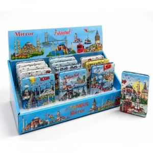 Mey İthalat® Taşlı İstanbul Temalı İnce El Aynası