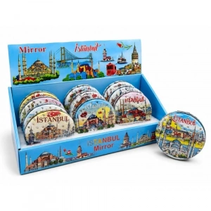Mey İthalat® Taşlı İstanbul Temalı İnce El Aynası