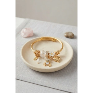 Mey İthalat® Tavşan Model Gold Renk Beyaz Charmlı Bileklik