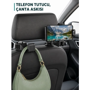 Mey İthalat® Telefon Tutucu Özellikli Araç İçi Çanta Askısı