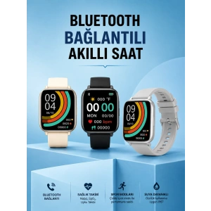 Mey İthalat® Titreşimli, Sağlık Takipli, Yeni Nesil Akıllı Saat  400mAh Batarya Kapasiteli