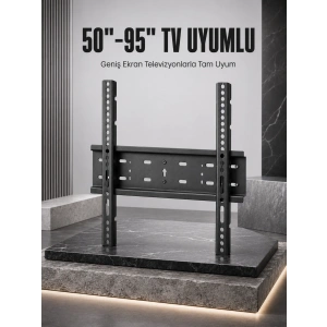 Mey İthalat® TV Duvar Askı Aparatı 50-95 İnç Uyumlu Güvenli Sabit Montaj