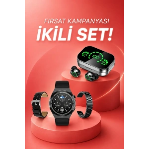 Mey İthalat® TWS Bluetooth Kulaklık ve Akıllı Saat Uyku Takibi Nabız Ölçer Uzun Pil Ömrü