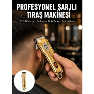 Mey İthalat® Type-C Şarjlı LCD Ekranlı Profesyonel Saç Sakal Tıraş Makinesi Yeni Nesil