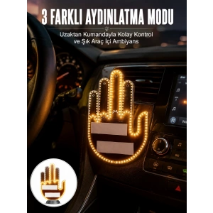 Mey İthalat® Uzaktan Kumandalı El Orta Parmak Led Araç Camına Özel Yeni Nesil