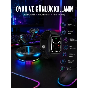 Mey İthalat® Yeni Nesil Akıllı Saat ve Kablosuz Kulaklık Kampanyası İkili Set Bluetooth Bağlantılı