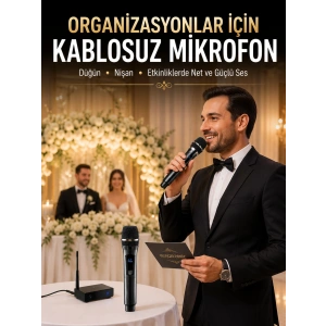 Mey İthalat® Yeni Nesil Kablosuz El Mikrofonu Seti Dijital Ekranlı Çift Mikrofonlu