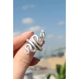 Mey İthalat® Yılan Figürlü Metal Ayarlamalı Antik Yüzük
