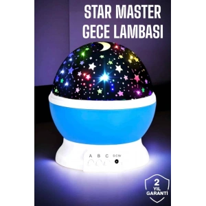 Mey İthalat® Yıldızlı Gökyüzü Projeksiyon Gece Lambası Hareketli Işık Şovu