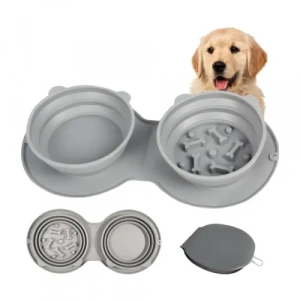 Mikopet Katlanabilir İkili Mama ve Su Kabı
