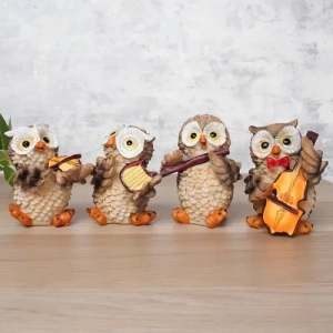 Müzisyen Baykuşlar Biblo Seti 4lü