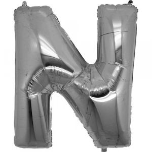 N Harf Folyo Balon Gümüş Renk 40 inç