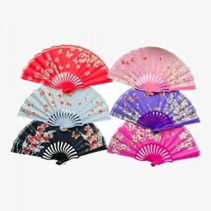 Plastik Kumaş Yelpaze 12 Adet Karışık Renk