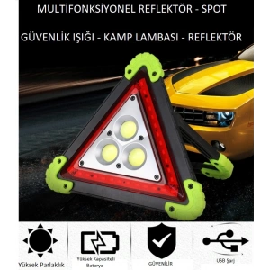 Reflektör 3 Ledli Güneş Enerjili - Kamp Feneri - Işıldak - Powerbank