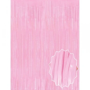 Soft Pembe Püsküllü Kapı Perdesi - Parti, Baby Shower, Cinsiyet Partisi 1x2 m