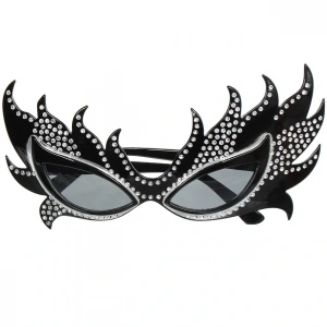 Taşlı Göz Kamaştıran Gecenin Yıldızı Siyah Parti Alev Gözlük