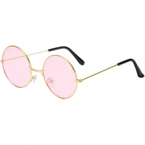 Yuvarlak Cam John Lennon Tarzı Gold Pembe Gözlük