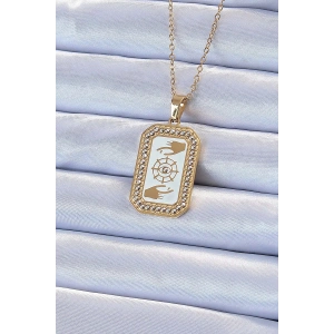 BFS 316L Çelik Zincir Altın Renk Mineli Zirkon Taşlı Göz Figür Tarot Kolye