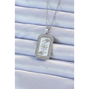 BFS 316L Çelik Zincir Gümüş Renk Mineli Zirkon Taşlı Göz Figür Tarot Kolye