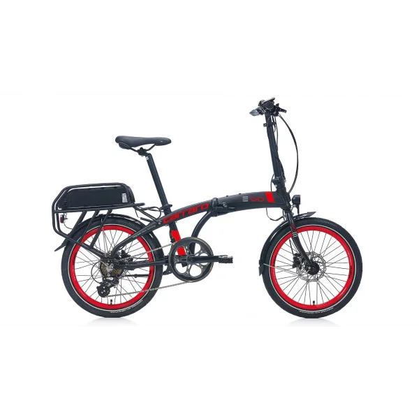 Carraro E-Line Ego 2.1 Elektrikli Bisiklet 250W 20 Jant 8 Vites Katlanır Mat Siyah-Kırmızı-Gri