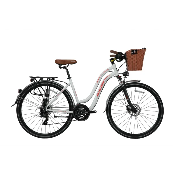 Bisan CTX 6300 MD Fren 21 Vites 28 Jant Şehir Bisikleti Beyaz Kırmızı 18 Kadro