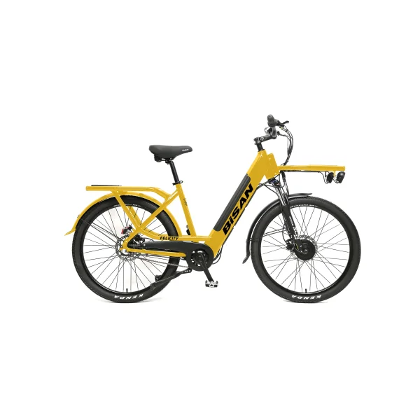Bisan Felicity HD Fren 7 Vites 27,5 Jant Elektrikli Şehir Bisikleti Cat Sarı Siyah 50 Kadro
