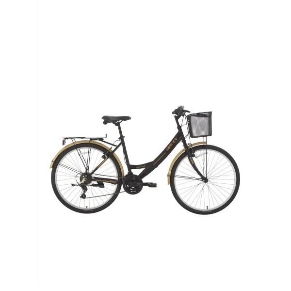 Bisan Lotus 26 V Fren 21 Vites 26 Jant Kadın Şehir Bisikleti Mat Siyah Gold 44 Kadro