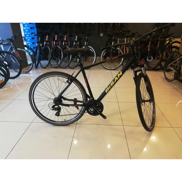 Bisan TRX 8100 V Fren 21 Vites 28 Jant Trekking Şehir Bisikleti Siyah Turuncu Kırmızı 56 Kadro