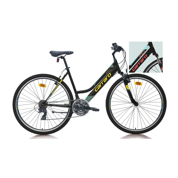 Carraro Active 292 V Fren 21 Vites 28 Jant Şehir Bisikleti Siyah Açık Turkuaz 46 Kadro