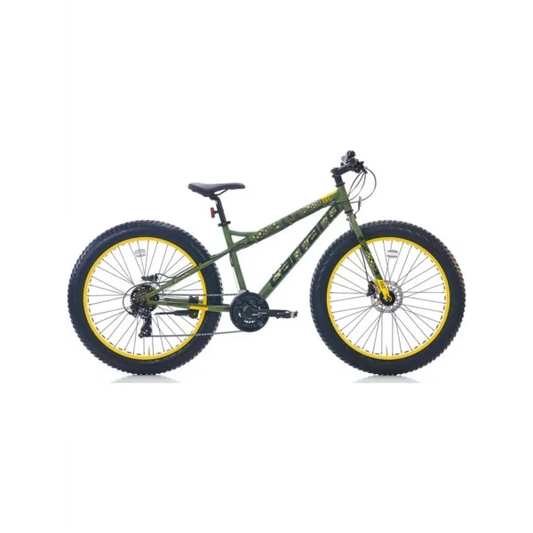Carraro Fat Bike HD Fren 21 Vites 26 Jant Fat Bike Bisiklet Mat Haki Yeşil Sarı 43 Kadro