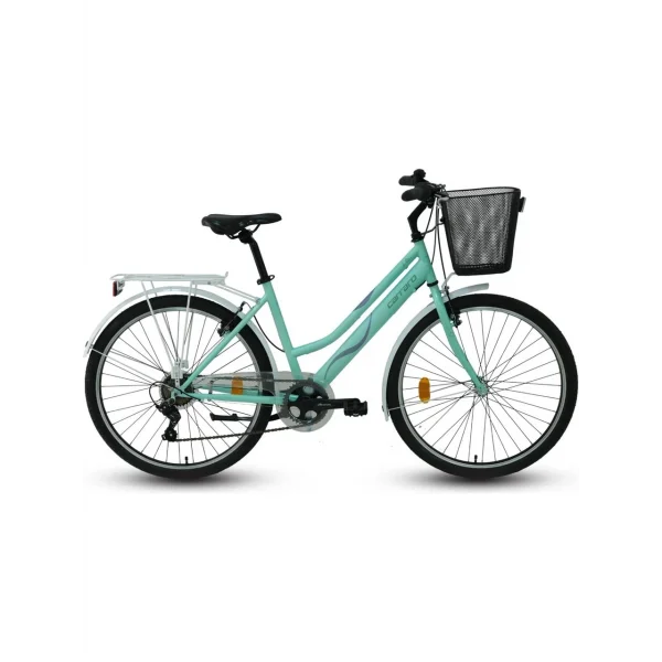 Carraro Lila V Fren 7 Vites 26 Jant Şehir Bisikleti Açık Yeşil Beyaz Lila 44 Kadro