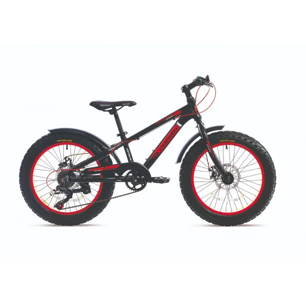 Corelli Fatboy MD Disk Fren 7 Vites 20 Jant Fat Bike Çocuk Bisikleti Siyah Beyaz Kırmızı
