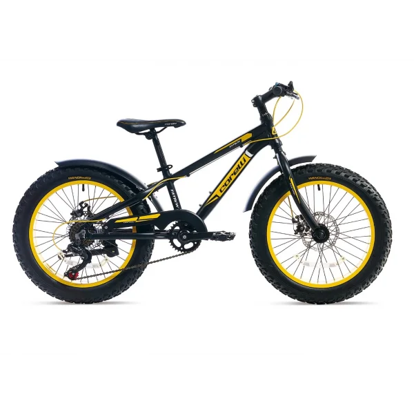 Corelli Fatboy MD Disk Fren 7 Vites 20 Jant Fat Bike Çocuk Bisikleti Siyah Beyaz Sarı