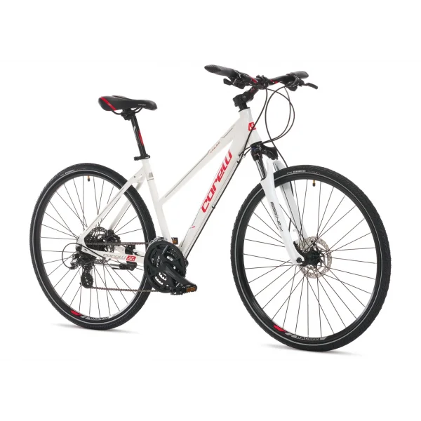 Corelli Like 3.0 HD Fren Altus 27 Vites 28 Jant Bayan Şehir Tur Bisikleti Beyaz Kırmızı 18 Kadro