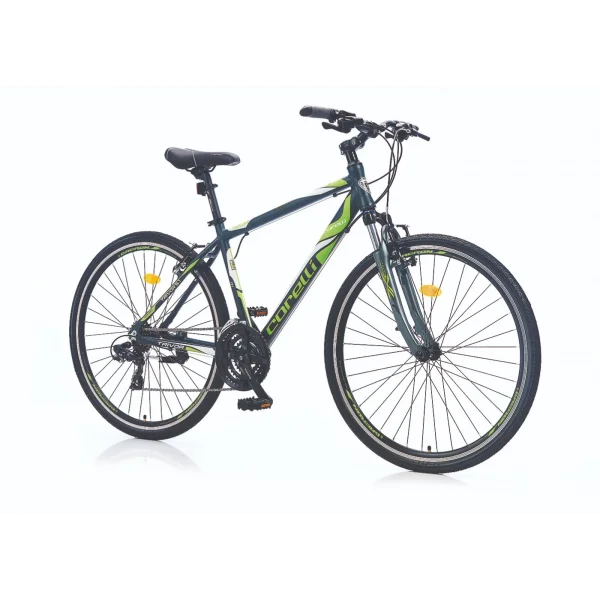 Corelli Trivor 5.1 V Fren Shimano 21 Vites 28 Jant Şehir Tur Bisikleti Koyu Gri Yeşil Beyaz 18 Kadro