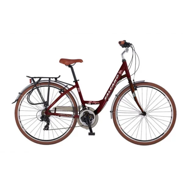 Salcano Sarajevo 700 Unisex VR V Fren 21 Vites 28 Jant Şehir Bisikleti Bordo Beyaz 17 Kadro