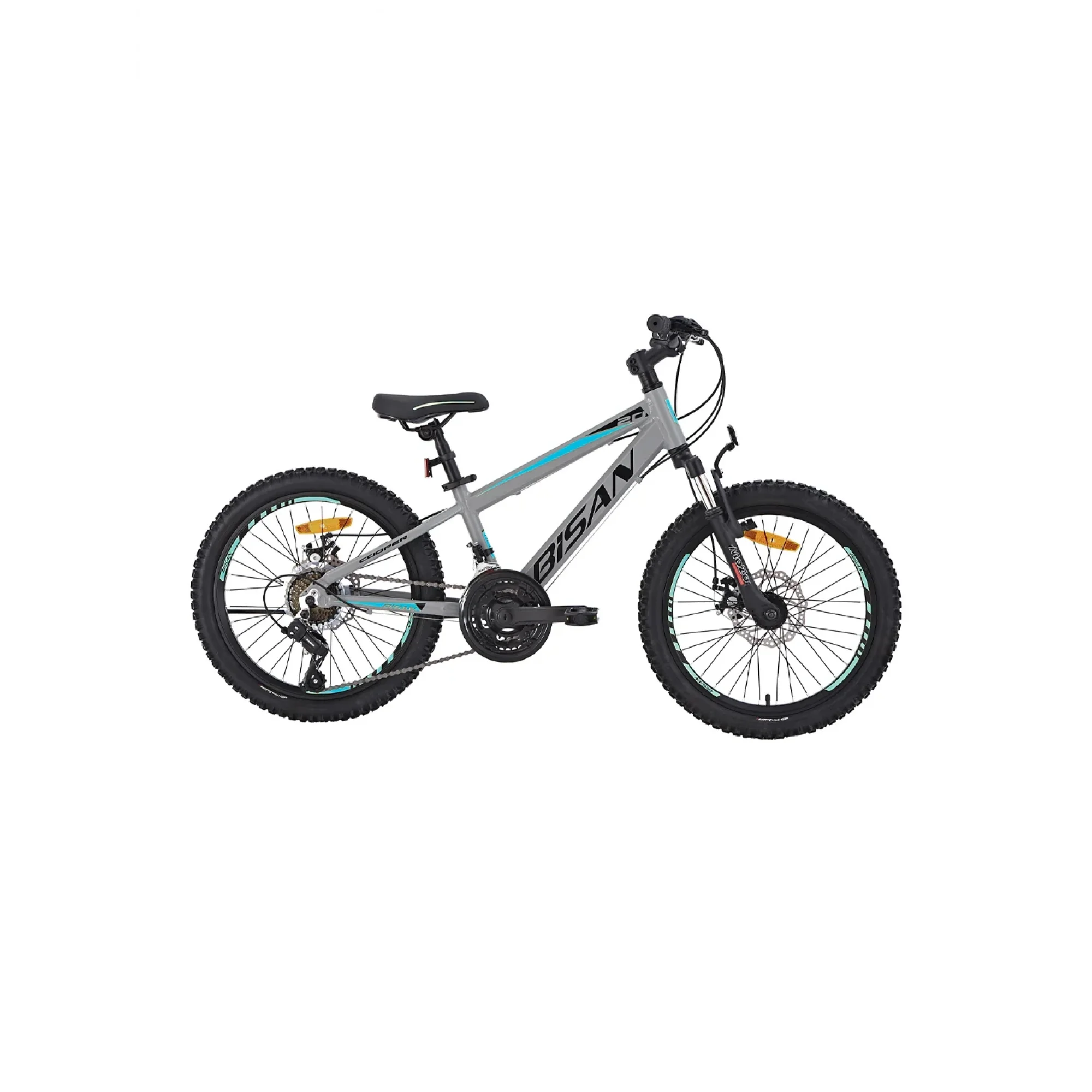 Bisan Cooper MD-25 20 Jant 21 Vites Mekanik Disk Fren Çocuk Dağ Bisikleti Açık Gri Siyah Mavi