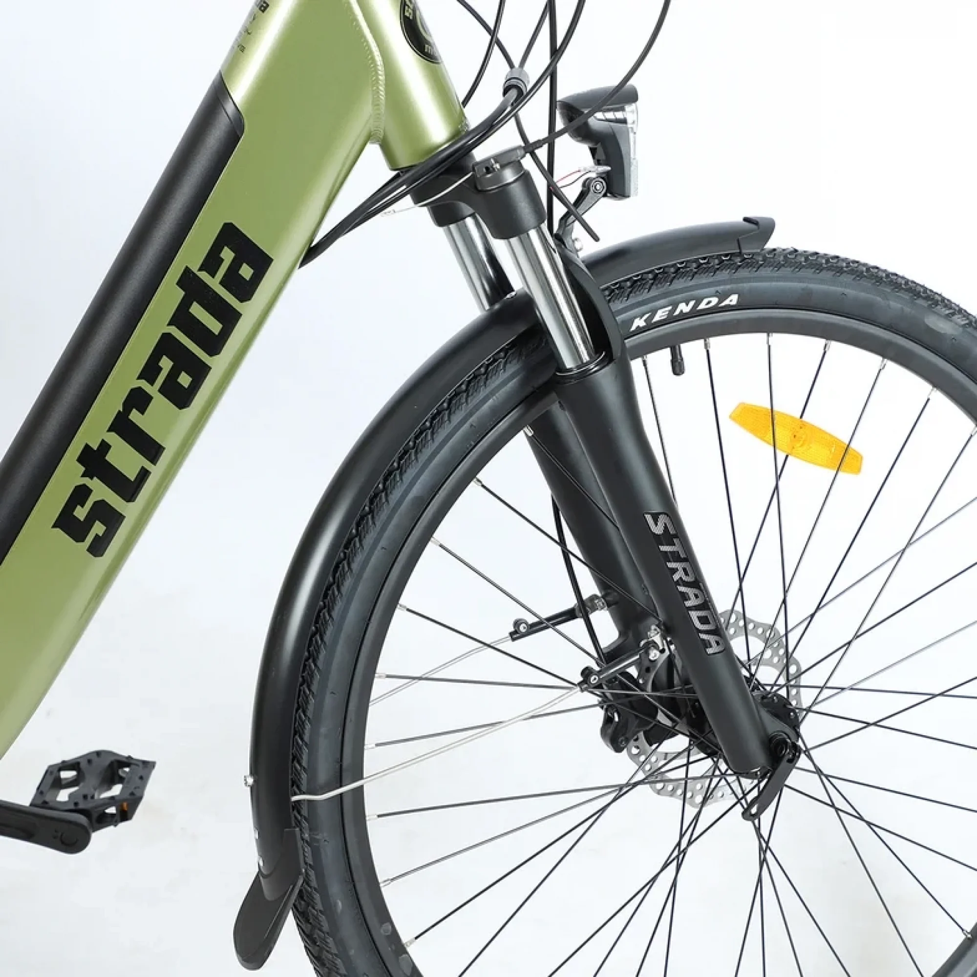 Strada E-Lite Elektrikli Bisiklet 250W 28 Jant 8 Vites Şehir Haki Yeşil-Siyah