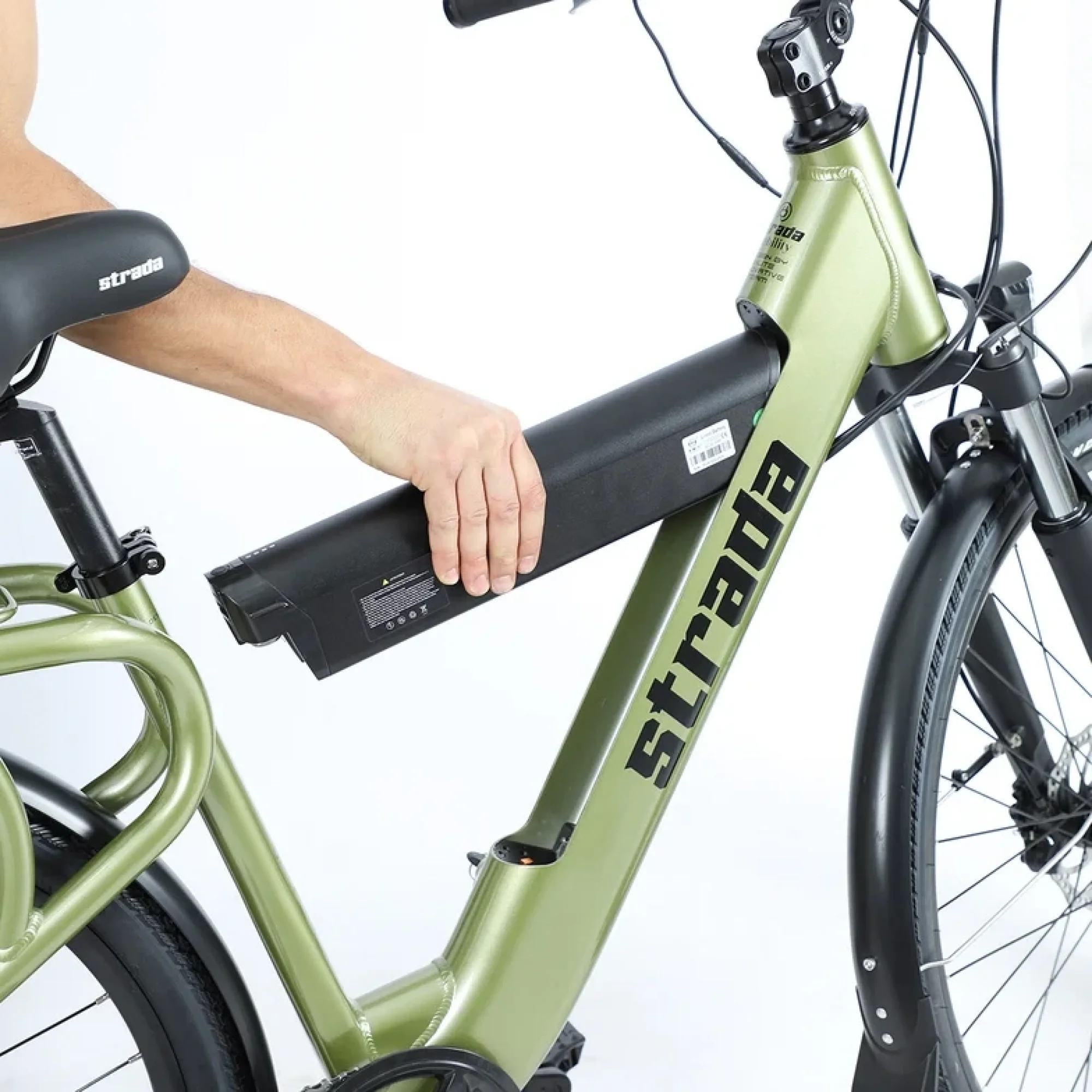 Strada E-Lite Elektrikli Bisiklet 250W 28 Jant 8 Vites Şehir Haki Yeşil-Siyah