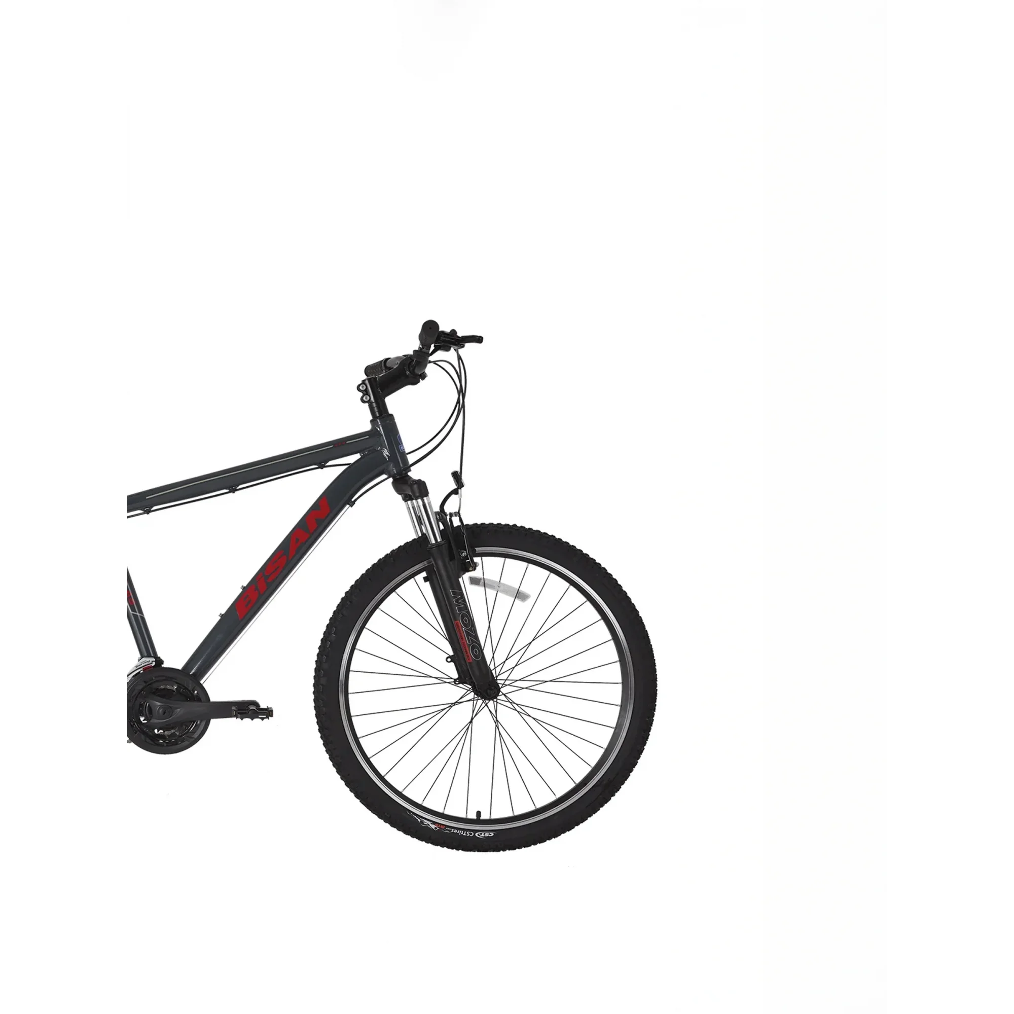 Bisan Atlas 26 V Fren 21 Vites 26 Jant Dağ Bisikleti Gri Kırmızı 17 Kadro