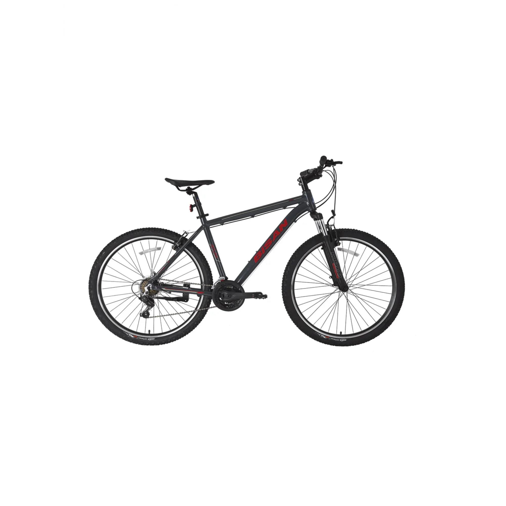 Bisan Atlas 26 V Fren 21 Vites 26 Jant Dağ Bisikleti Gri Kırmızı 17 Kadro